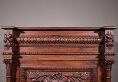French Antique Solid Oak Wood Cabinet with Highly Carved Virgin Mary Door