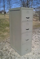 Antique Wooden 4 Drawer File Cabinet Painted 1940s