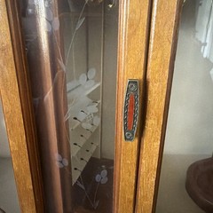 Vintage Large Wood And Glass Door Jewelry Cabinet