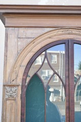 Antique Italian Renaissance 109″ Tall Carved Wood Gothic Cupboard Hutch Cabinet