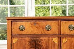 Antique American Two Door Cabinet With Custom Glass Top