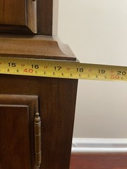 Vintage Wood Curio Cabinet Glass Doors 72.75″ H x 15″ W (20” Top) x 8”-10.5” D