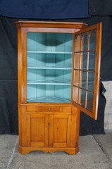 Antique Early American Primitive Pine Farmhouse Corner Cabinet Cupboard 90″
