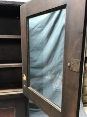 VTG Oak Double Door Bookcase Doctors Medicine Cabinet 20×43 Old 1502-25B