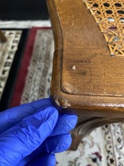 Antique Luise XV Style Walnut Rococo Carved Wooden Bench/Coffee Table W/Cane Top