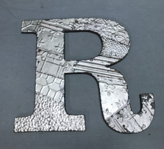Decorative Salvage Tin Ceiling 16″ Patchwork Silver Metal VTG Letter R 224-25B
