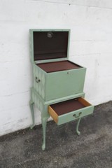 Tall Painted Silver Jewelry Chest Lingerie Cabinet Queen Anne Legs 6237