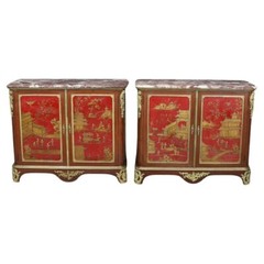 Extremely Rare Pair of Large Scale Signed Maison Jansen Chinoiserie Buffets