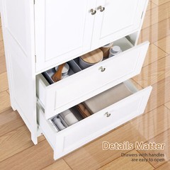 43.5″ Multi-Purpose Storage Cabinet with Adjustable Shelves, 2 Drawers White