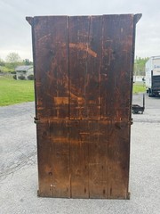 Antique Ohio Step Back dutch cupboard Red paint country farmhouse raised panel
