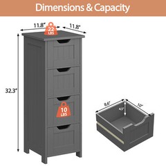 Floor Standing Waterproof Bathroom Cabinets Storage Cabinet for Bathroom Gray