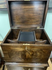 Vintage Henkel Harris Wine Cellarette Mahogany Queen Anne Silver Chest w/ Key
