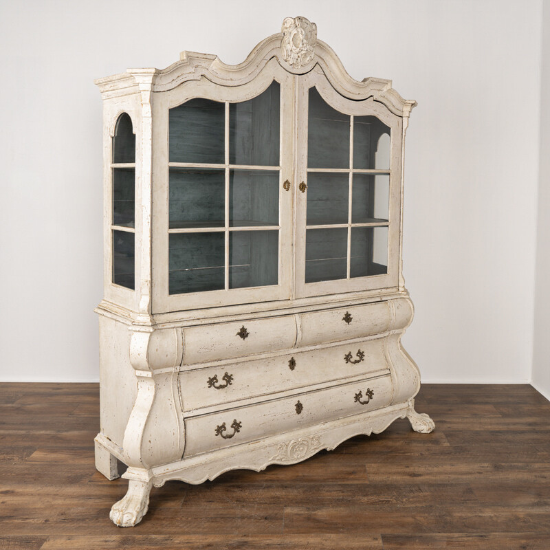 Antique White Painted Rococo Display Cabinet