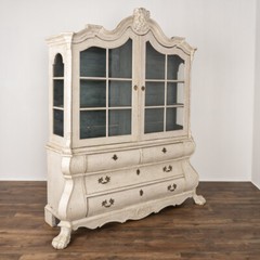 Antique White Painted Rococo Display Cabinet