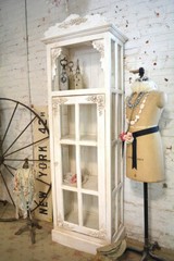 Painted Cottage Shabby Chic French Bookcase / China Hand Made Display Cabinet