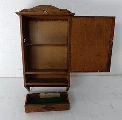Antique Medicine Apothecary Bathroom Cabinet Beveled glass mirror Pediment Towel