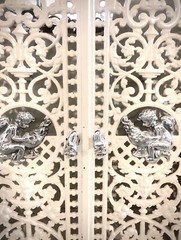 Antique French Victorian Cast Iron Cabinet–Enameled Floral Panels |Parisian Rare