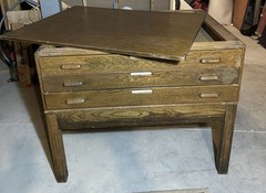 Antique Oak Architects flat file, Flat file, Map flat file