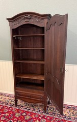 Antique French Louis XV Style Armoire Cupboard Linen Cabinet Bonnetiere Oak