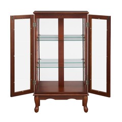 Curio Cabinet Lighted Curio Display Cabinet Walnut (E26 light bulb not included)