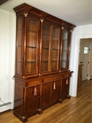 French Empire Style Custom Breakfront With Classical Brass Mounted Ormolu Column