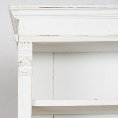 19th Century White Narrow Pine Bookcase Display Cabinet with Apothecary Drawers