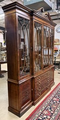 Vintage Henredon Aston Court Large 91″ Tall Mahogany Breakfront Bookcase Cabinet