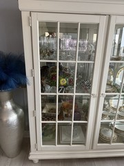 White China/Curio Cabinet (Neiman Marcus, wood/glass, 52×54×17)