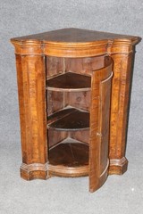 Fine Antique 1780s Italian Burled Walnut Primitive Corner Cabinet Rustic Lock
