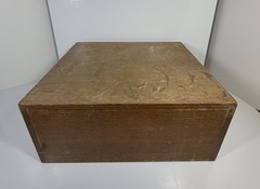 Vintage Two-Drawer Wood Library Card File Box Index Recipe Cabinet Catalog