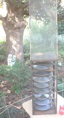 ANTIQUE PRIMITIVE COUNTRY STORE TIN PIE PAN SAFE SCREEN CUPBOARD DISPLAY CABINET