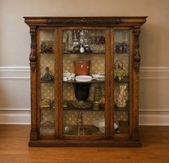Superb Quality Solid Oak Carved American Display Cabinet.