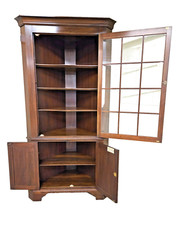 HENKEL HARRIS CORNER CABINET MAHOGANY 12 PANES