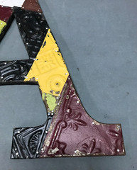 Decorative Salvage Tin Ceiling 16″ Patchwork Metal VTG Letter A Old 309-25B