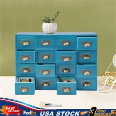 16 Drawers Vintage Tabletop Library Card Catalog Cabinet Apothecary Storage Box