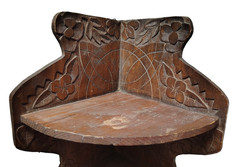 Antique Hand Carved Ornate Wood Wall Shelf Corner Cabinet Primitive Folk Art 31″