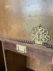 🍸Antique Prohibition Era Liquor Cabinet / Hidden Bar Leather Wrapped 1920s VTG