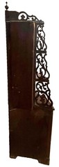 CORNER CABINET, Etagere, Curio, Rosewood, Arebesque Cutout Sides, Bowfront, 73″t
