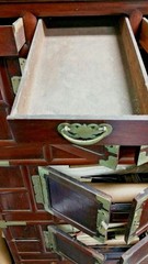 ANTIQUE KOREAN WOOD CABINET WITH BRONZE FITTINGS AND HANDLES, 18th Century