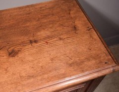 Antique French Cabinet Highly Carved Chestnut Wood w/Boy Girl and Bird (Macaw)