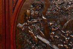 Renaissance Revival Walnut and Marble Cabinet w/ Bronze Clodion Plaque