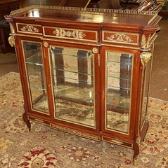 19th Century French Louis XVI Style Mahogany Bronze Mounted Cabinet Vitrine