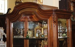 Rare French Carved Walnut Beveled Glass China Cabinet Vitrine Louis XV C1880