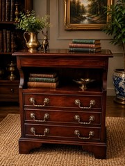 Mahogany Lamp Table Bedside Cabinet Bookcase Cupboard Pull Out Shelf