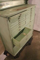 Antique 19th Century Cabinet Light Green Marble-Based Etched Glass Lockable Door