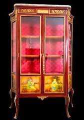 Antique 19Century Antique Louis XIV Style Vernis Martine Vitrine Cabnit