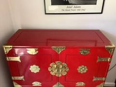 Vintage Red Asian Marriage Cabinet/Dresser/Chest