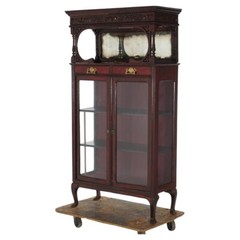 Antique Mahogany Two-Door & Two-Drawer Mirrored China Cabinet C1910