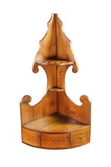Antique Mahogany 3 Tier Corner Hanging Shelf Pipe Rack Display Stand 28″