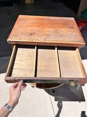 Antique Clark’s Mile End Spool Cotton Cabinet With Embossed Tin